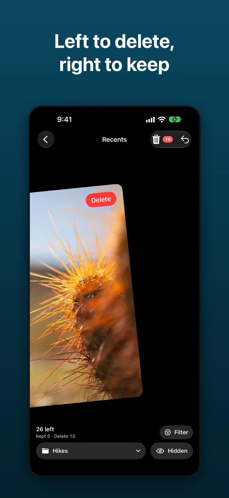 Best Photo Cleaner screenshot: left to delete, right to keep